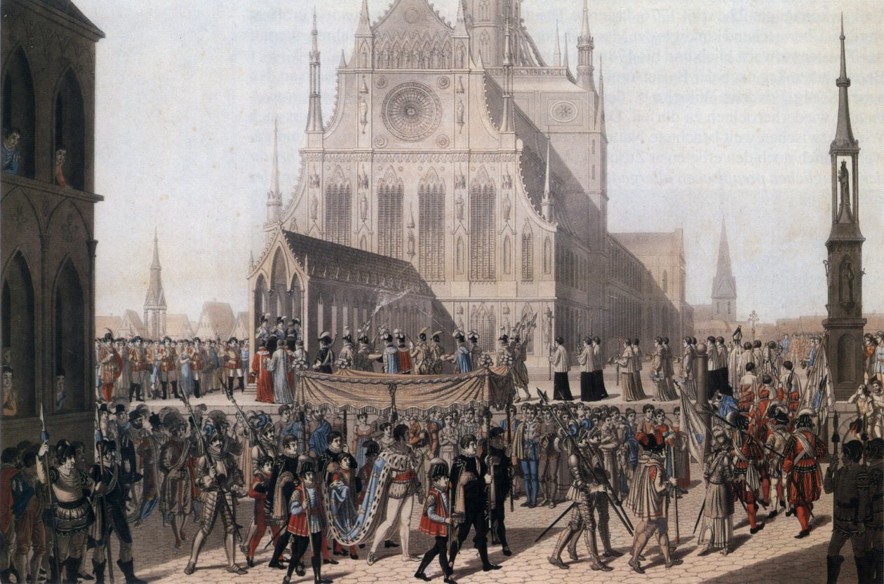 En skitse af en scene af Heinrich Anton Dähling til Schillers Maiden of Orleans af Unknown