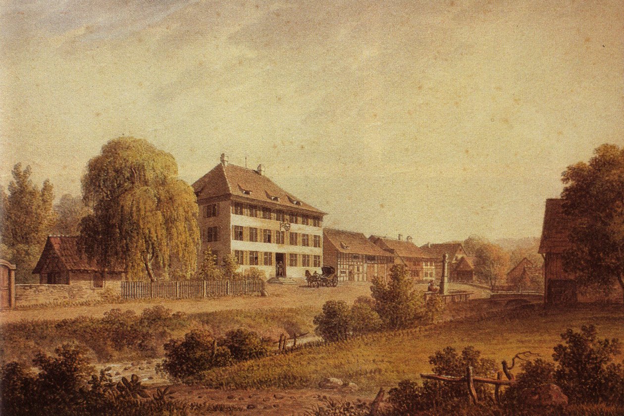 Akvarelmaleri ewinghewing the Eagle Inn at Baſſersdorf af Unknown