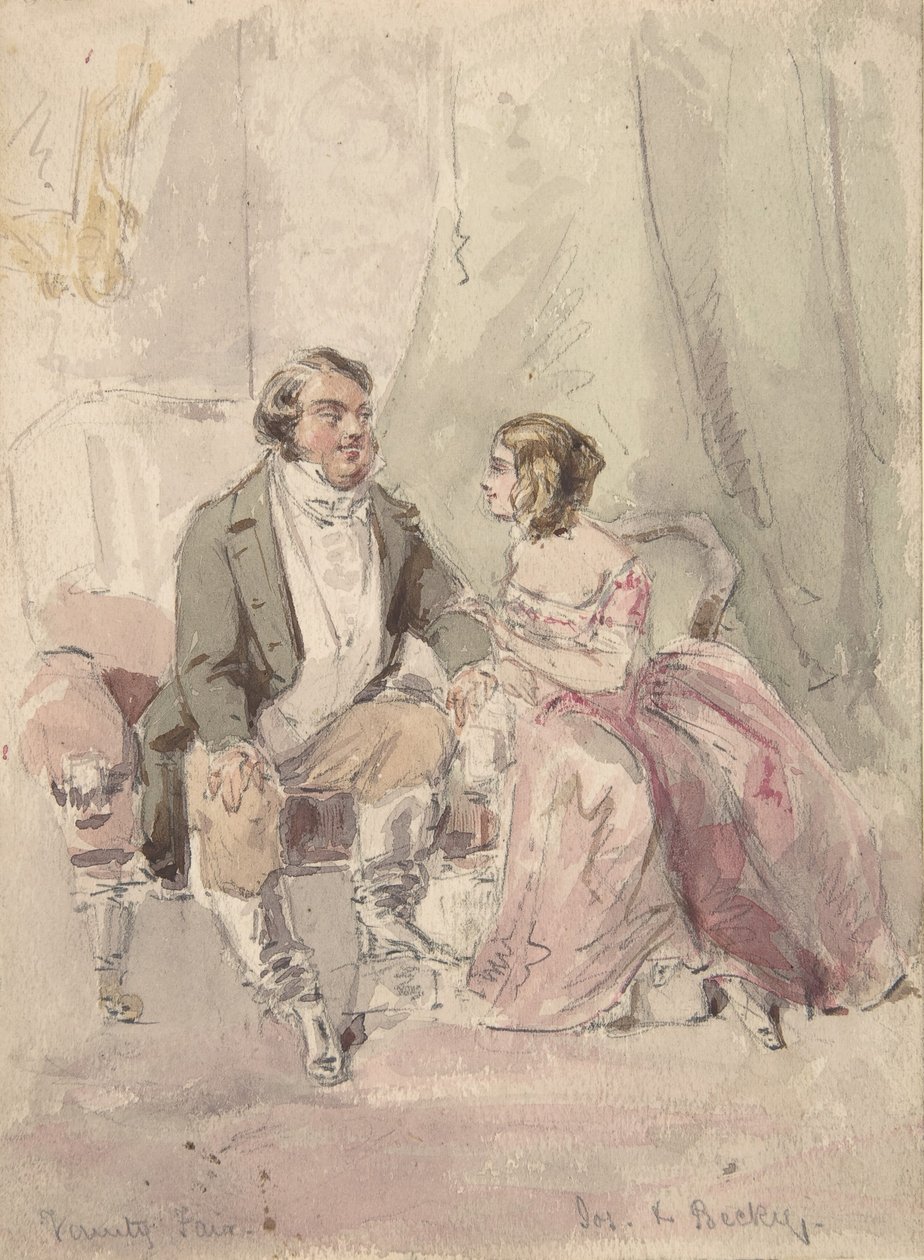 Scene fra Vanity Fair: Jos og Becky, 1848-80. af Jerry Barret