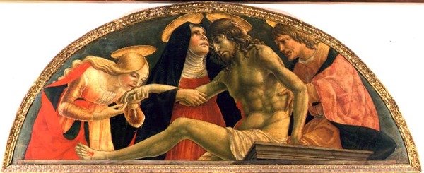 Pieta, The Dead Christ, ca. 1491 (tempera på panel) af Lorenzo da  Sanseverino