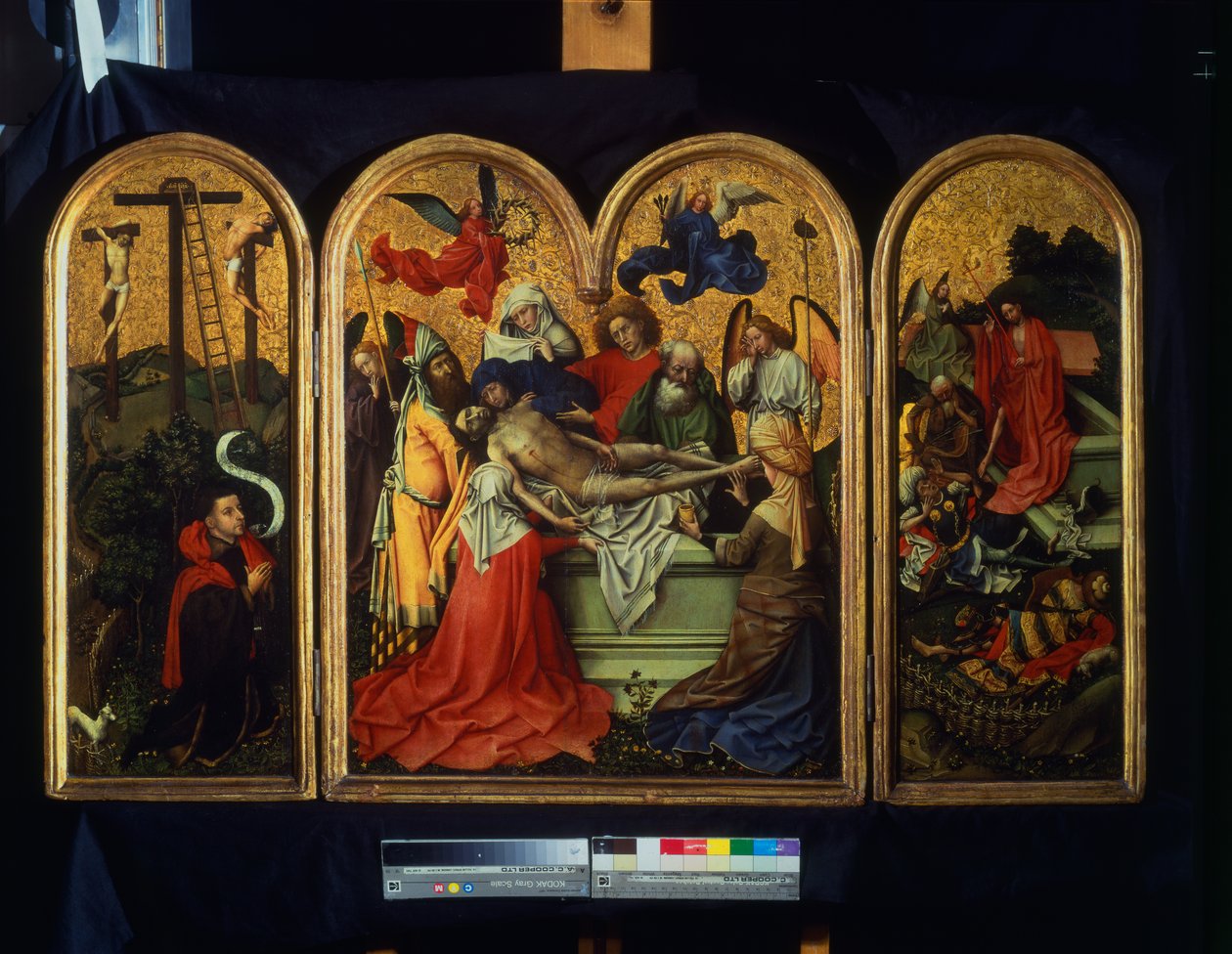 Seilern-triptychonet - Gravlæggelsen, ca.1425 (maling, bladguld på panel) af Master of Flémalle