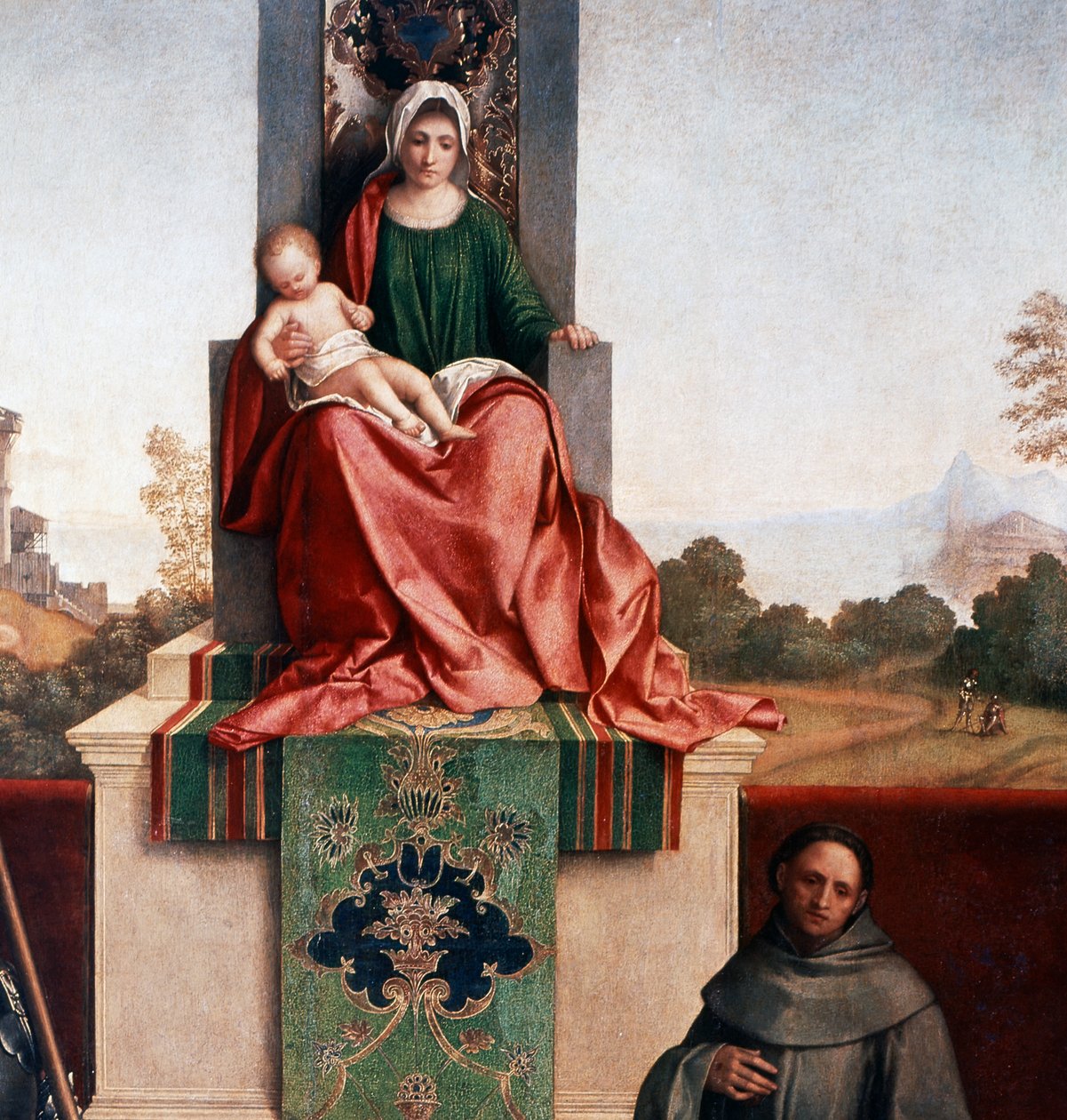 Madonna og barn mellem Sankt Nicasius og Sankt Frans, også kendt som Castelfranco Madonna, ca. 1502 (tempera på panel) af Giorgione