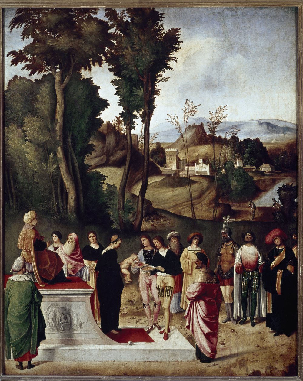 Moses barn udsat for prøven af ild og guld af Farao. detalje (Olie på træ, ca. 1502) af Giorgione