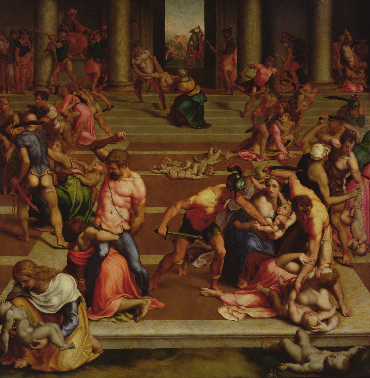 Massacre of the Innocents (tempera på panel) af (1509 66) Daniele da Volterra