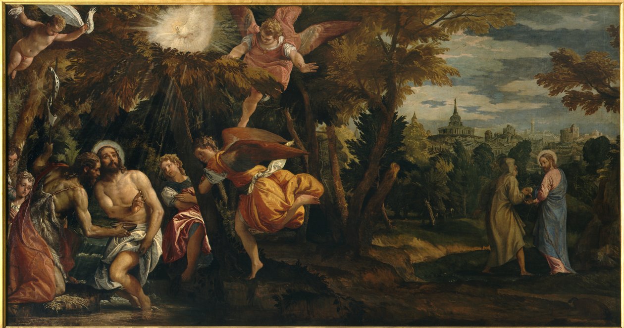 Kristi dåb og fristelse, ca. 1582 (olie på lærred) af Veronese