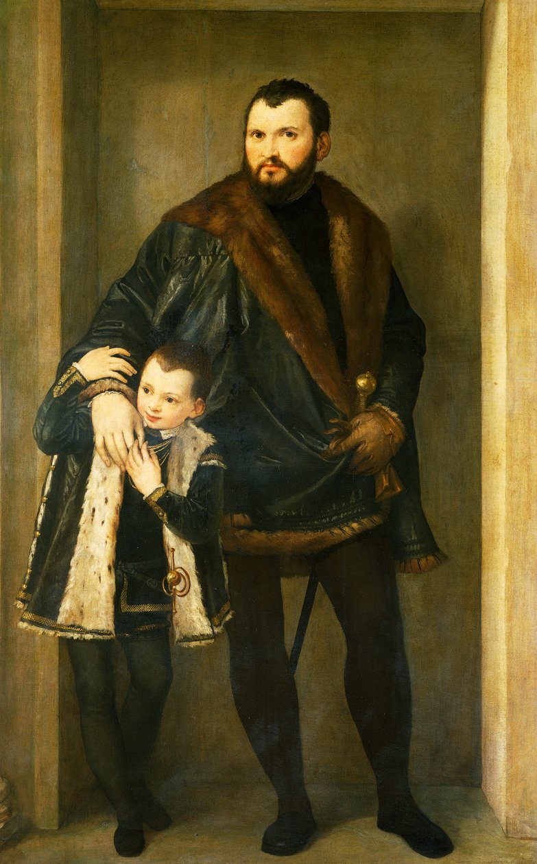 Giuseppe Da Porto med sin søn Adriano af Paolo Caliari kendt som Veronese (1528-1588), olie på lærred af (1528 88) Veronese