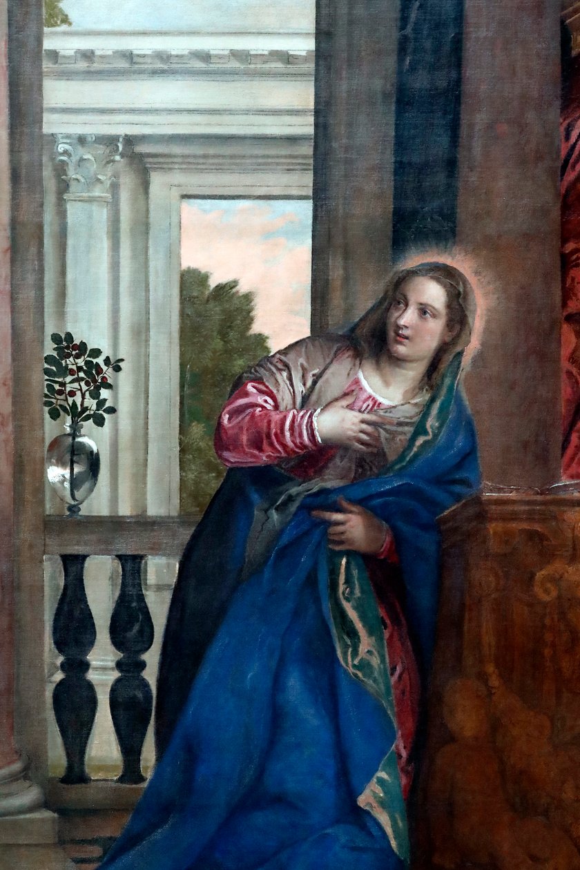 Bebudelsen af Jomfruen 1500-tallet (olie på lærred) af Veronese