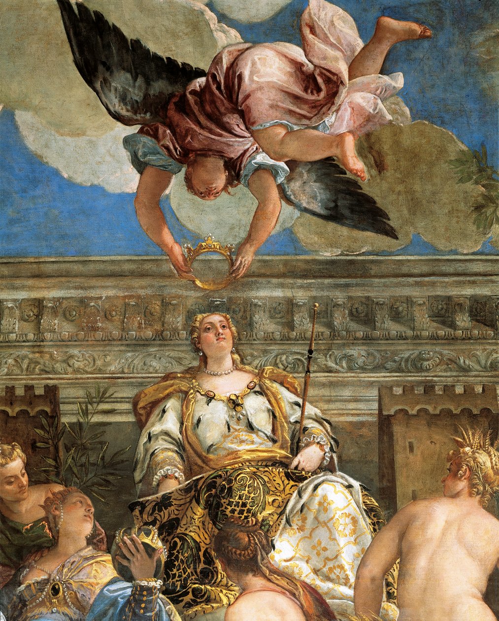 The Apotheosis of Venice af Paolo Veronese (1528-1588), fresco, detalje, Sala del Maggior Consiglio (Hall of Great Council), Palazzo Ducale, Venedig af (1528 88) Veronese