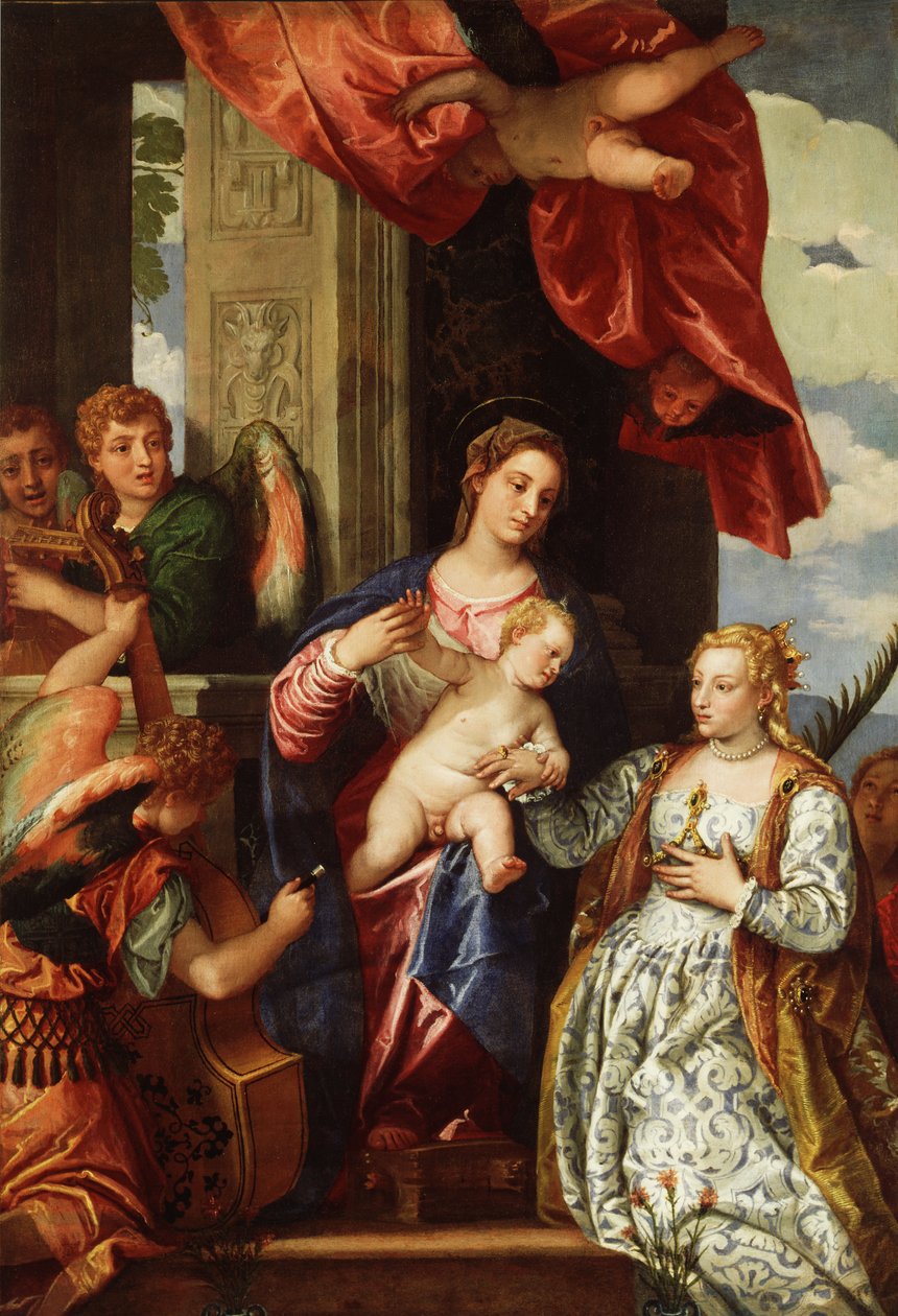 Katarinas mystiske ægteskab, ca. 1550 til 1560 (olie på lærred) af (1528 88) Veronese