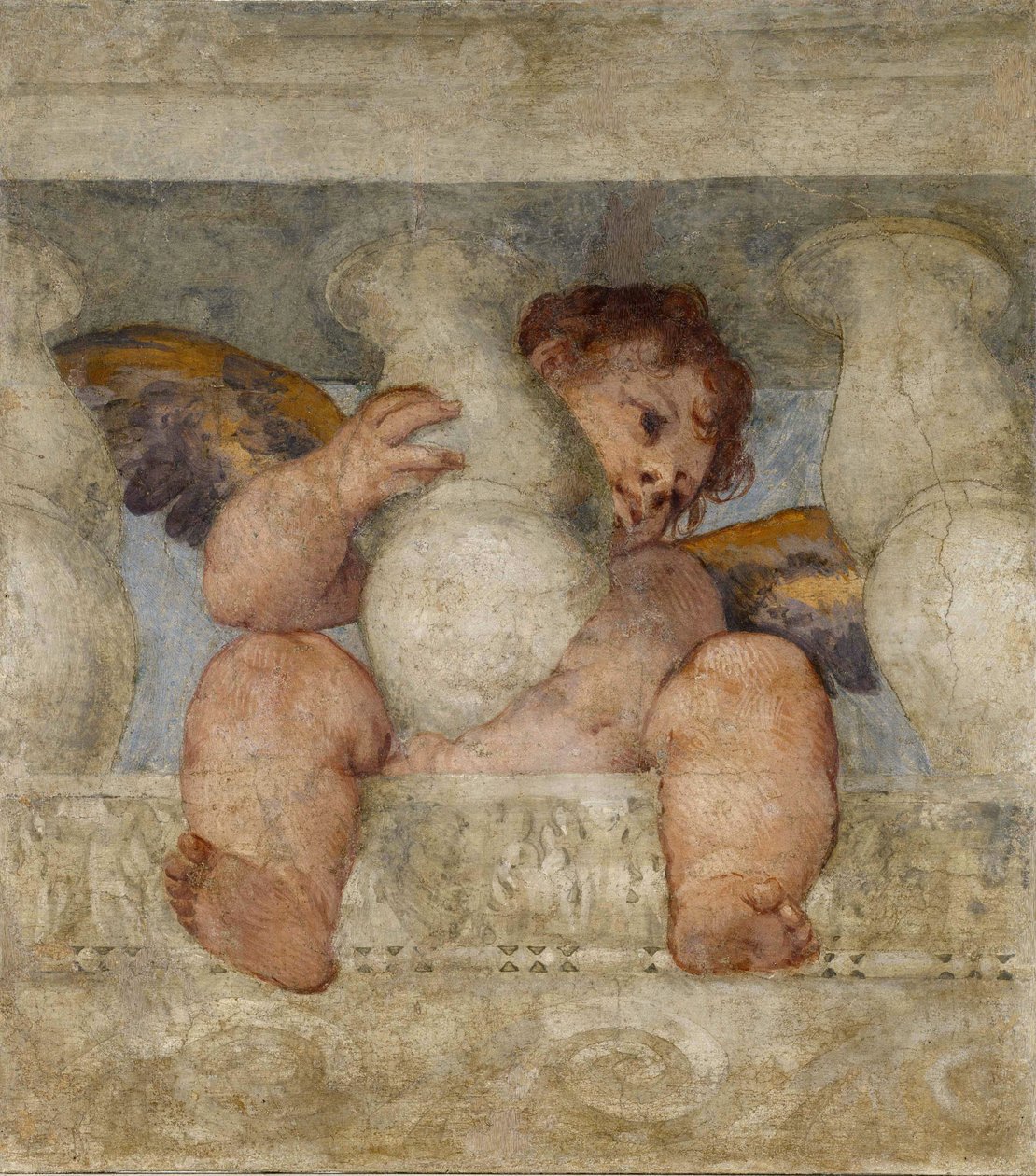 Engel siddende på en balustrade par Veronese, Paolo (1528-1588). Fresco, størrelse: 115x87 af Veronese