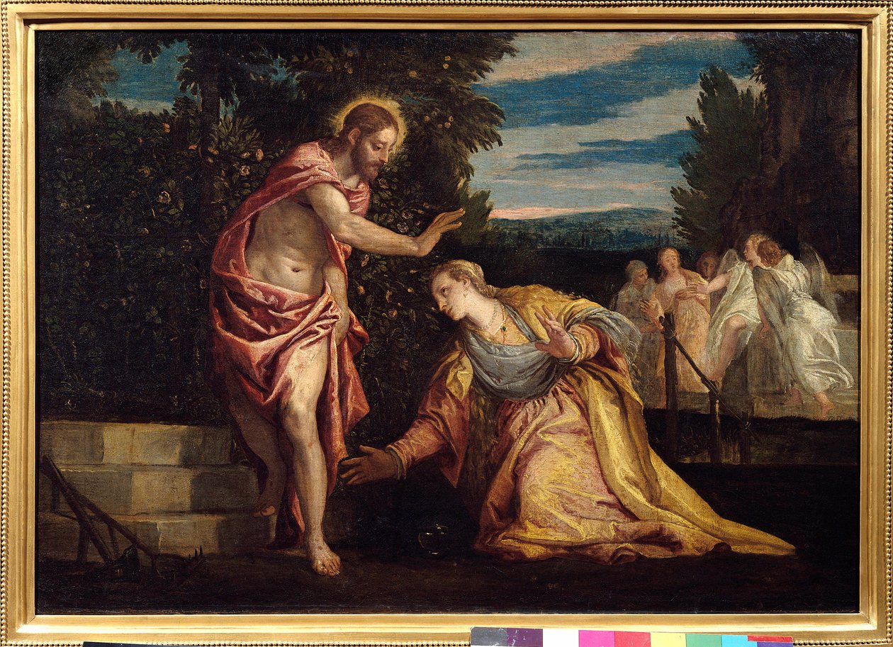 Kristus viser sig for Madeleine (Noli me tangere) Maleri af Paolo Veronese (1528-1588) Dim. 0,67 x 0,97 m. Grenoble. Musee Des Beaux Arts - Kristus viser sig for Maria Magdalena (Noli Me Tangere). Maleri af Paolo Veronese (1528-1588). 0,67 x 0,95 m. Bea af Veronese