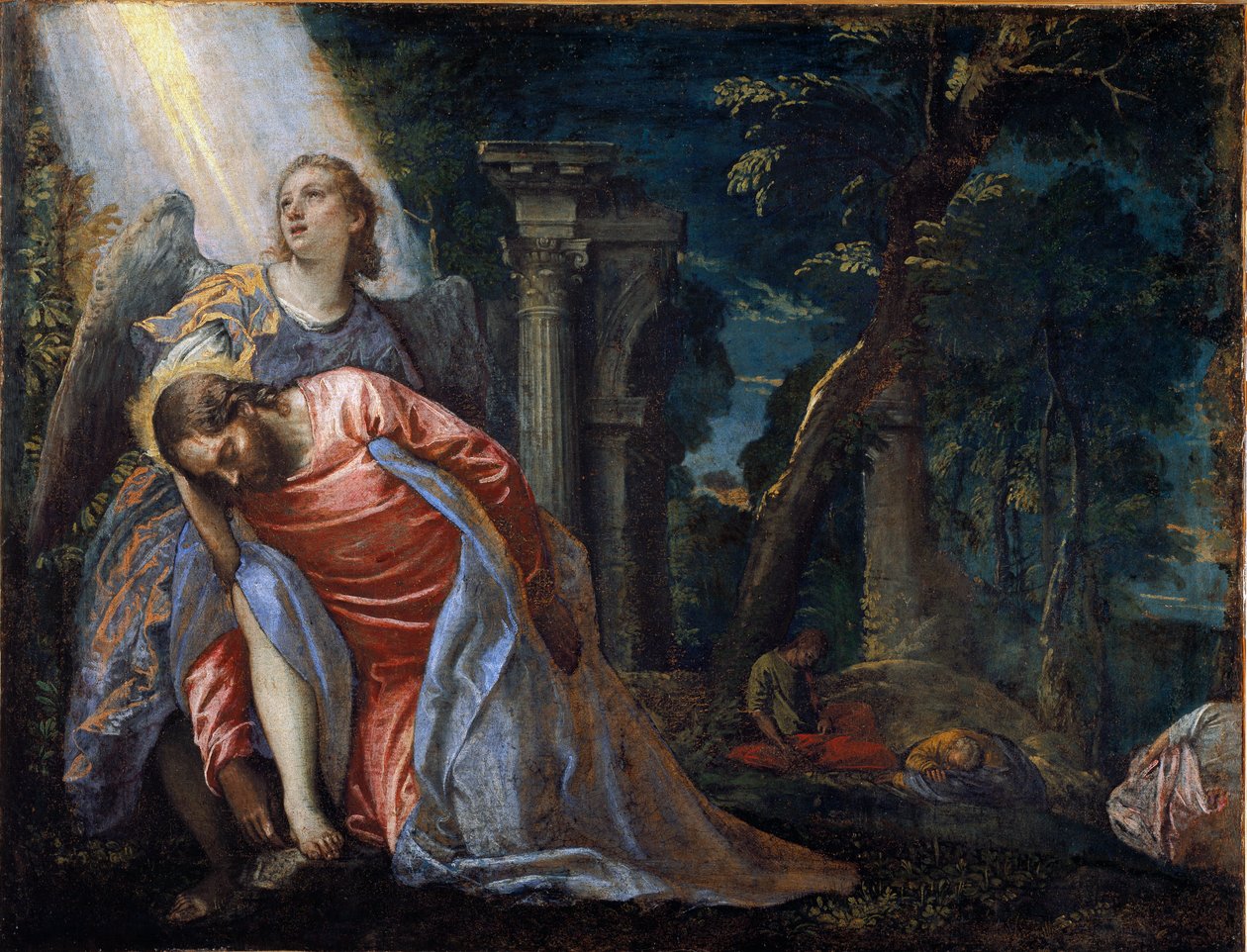 Kristus i haven støttet af en engel. Maleri af Paolo Caliari dit Paolo Veronese (1528-1588), ca. af Veronese