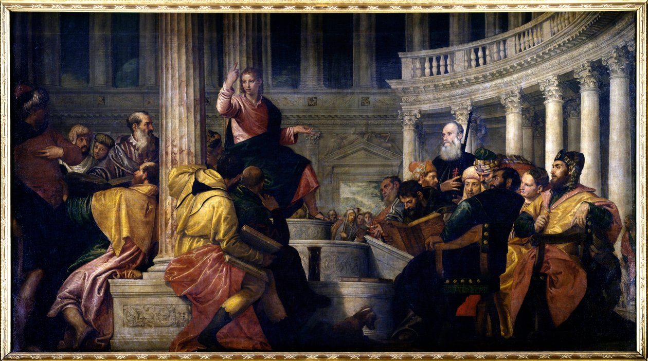 Jesus taler med lægerne. Maleri af Paolo Veronese (1528-1588) af Veronese