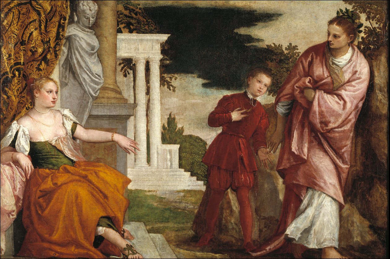 Young Man Between Vice and Virtue - Young Man Between Virtue and Vice - Veronese, Paolo (1528-1588) - ca 1581 - Olie på lærred - 102x153 - Museo del Prado, Madrid af Veronese