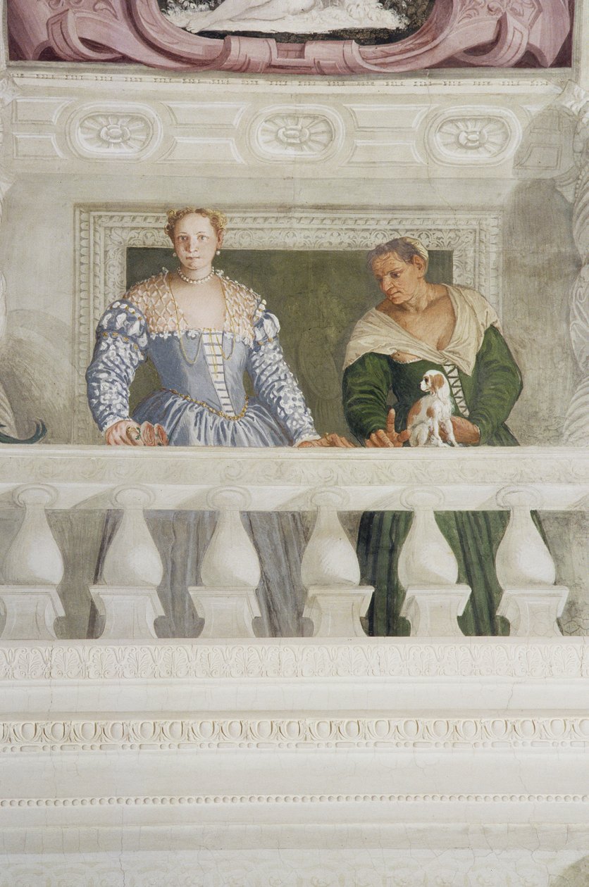 Medlemmer af Barbaro Household, fra Sala di Olimpo, ca. 1561 (fresco) (detaljer) af Veronese