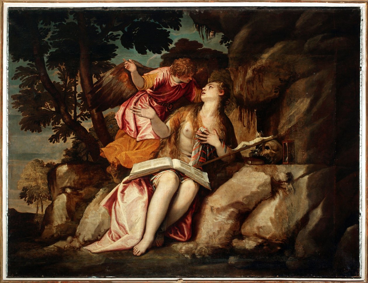 Repræsentation af Maria Magdalene med en engel (maleri af Veronese