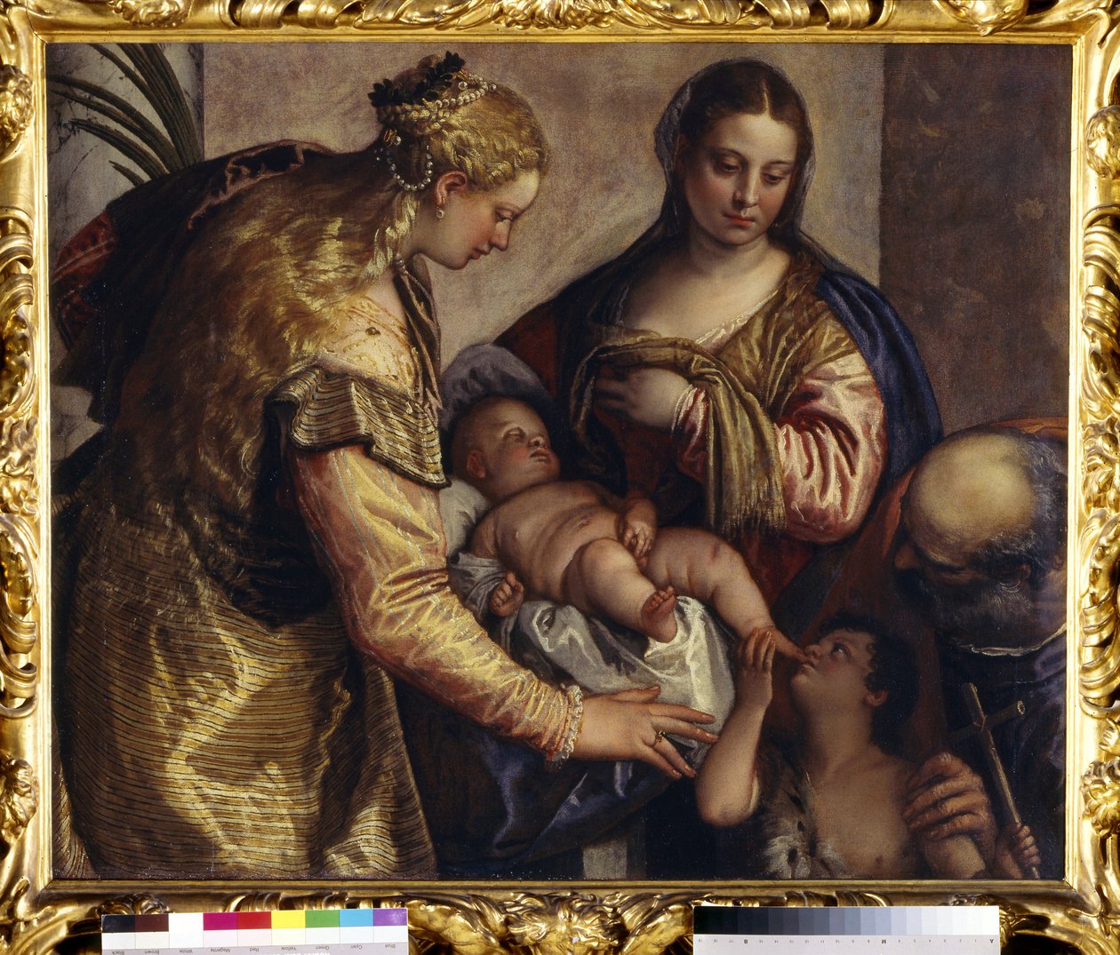 Den hellige familie med St. Barbara, ca. 1550 (olie på lærred) af (1528 88) Veronese