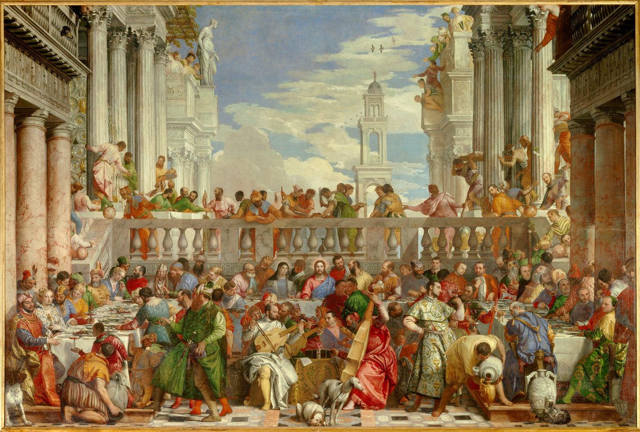Brylluppet i Cana (Le nozze di Cana) (mirakel forvandlingen af vand til vin”” Maleri af Paolo Caliari dit Paolo Veronese (1528-1588) af Veronese