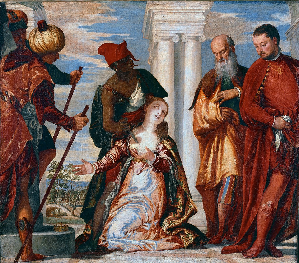 Saint Justine Sainte Justine fra Padovas martyrdød er gennemboret med et sværdslag. Maleri af Paolo Caliari dit Veronese (1528-1588) af Veronese