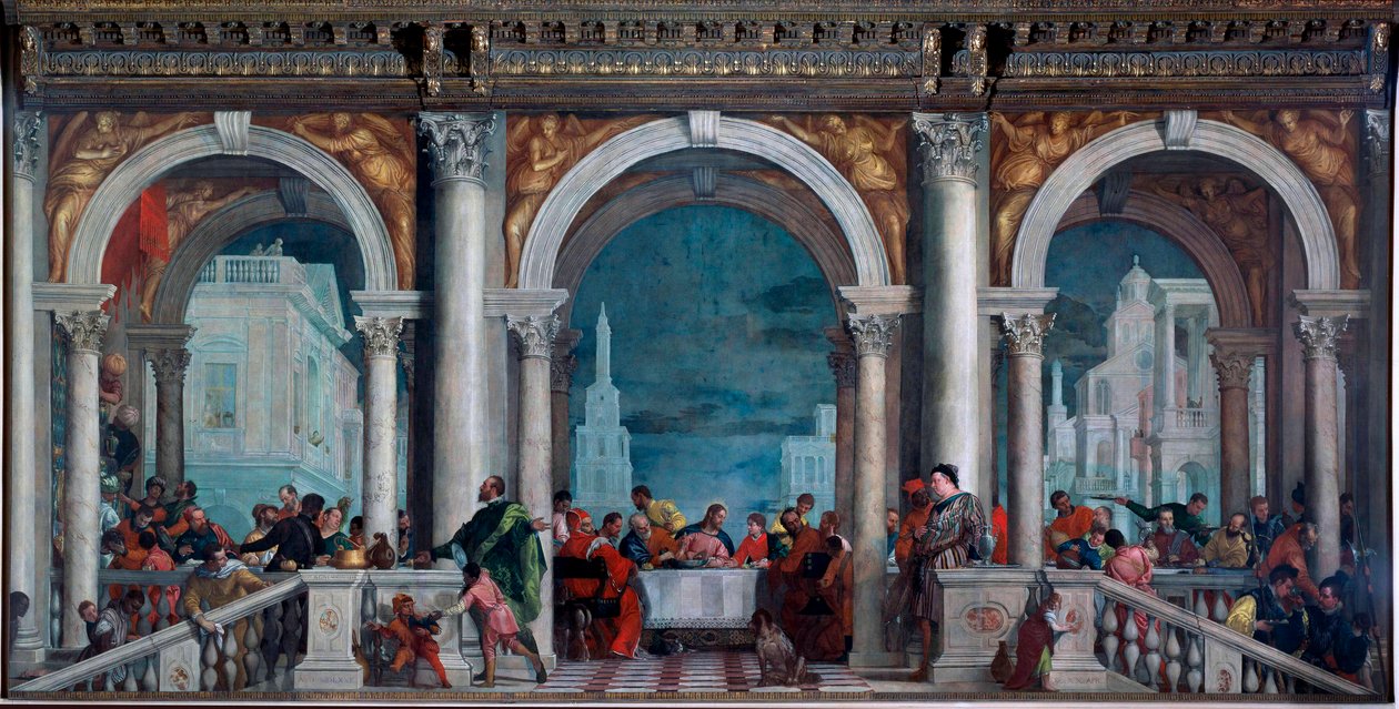 Måltidet på Levi Maleri af Paolo Veronese Caliari (1528-1588) 1573 Dim.5,51x13,1 m Venedig, Gallerie del 