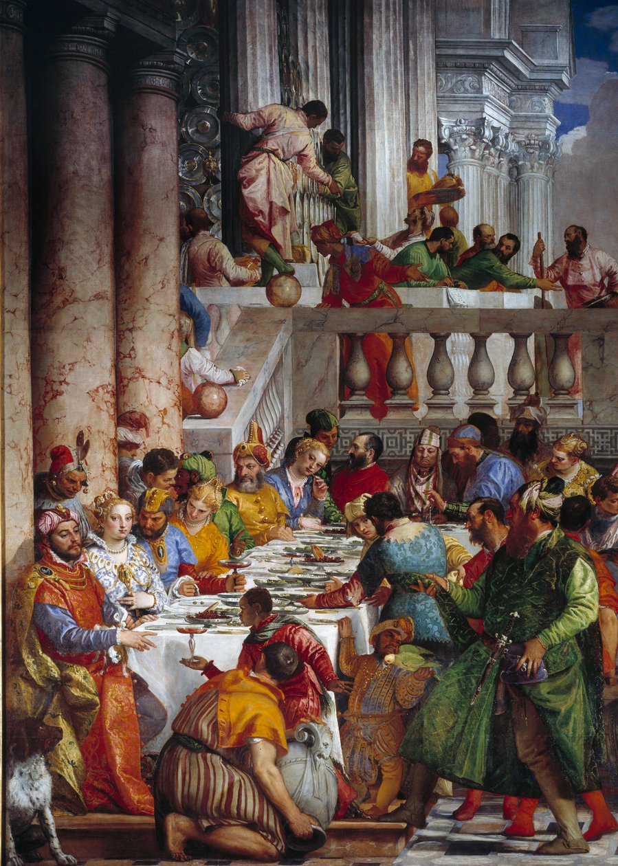 Brylluppet i Kana, detalje: Prinsernes måltid. Fresco af Paolo Veronese (1528-1588) Ec. fre. af Veronese