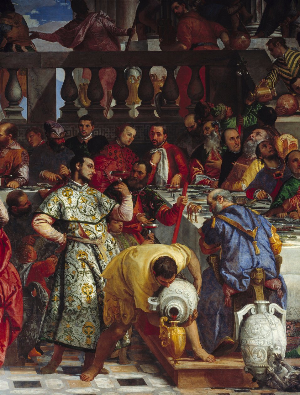 Brylluppet i Cana, detalje: vindetaljen fra brylluppet i Kana. Fresco af Paolo Veronese (1528-1588) Ec. fre. af Veronese