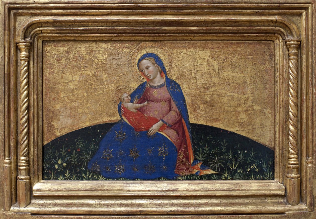 Madonna af ydmyghed. Maleri af Giovanni Da Bologna (aktiv anden halvdel af det 14. århundrede) tempera på poppel, ca. 1395. Italiensk kunst af Giambologna