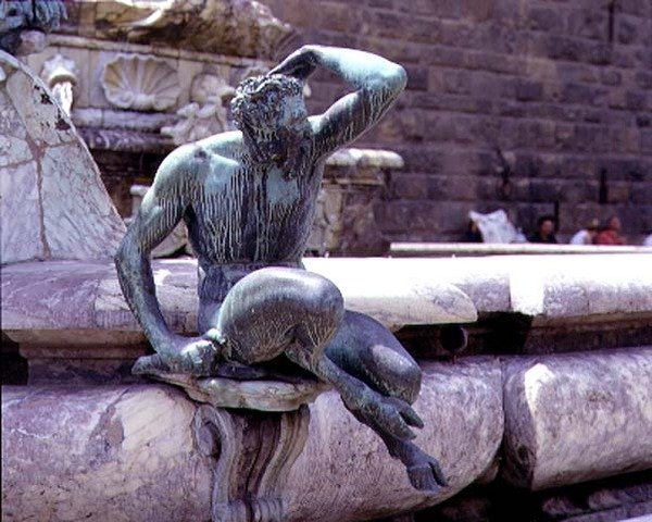 The Fountain of Neptun, detalje af en satyr af Giambologna