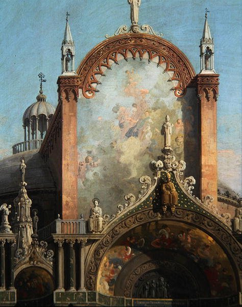 Detalje af Capriccio af en kirke (olie på lærred) af Canaletto