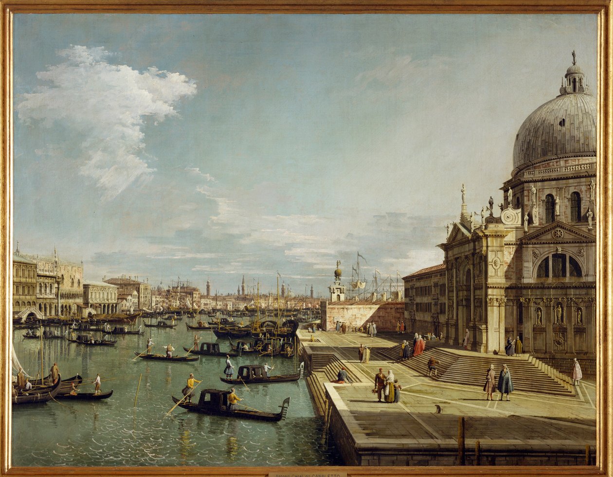 Indgang til Canal Grande og kirken Maria Salute i Venedig (maleri på lærred) af (1697-1768) Canaletto