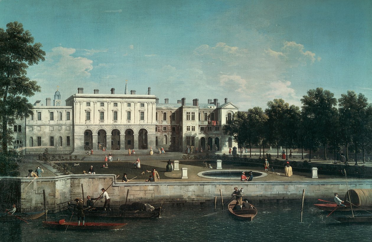 Old Somerset House på Themsen af (1697 1768) Canaletto