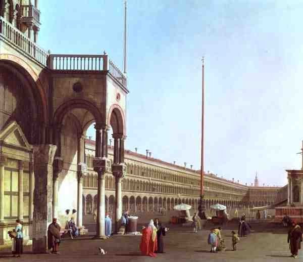Piazza di San Marco fra Dogepaladset (olie på lærred) af Canaletto