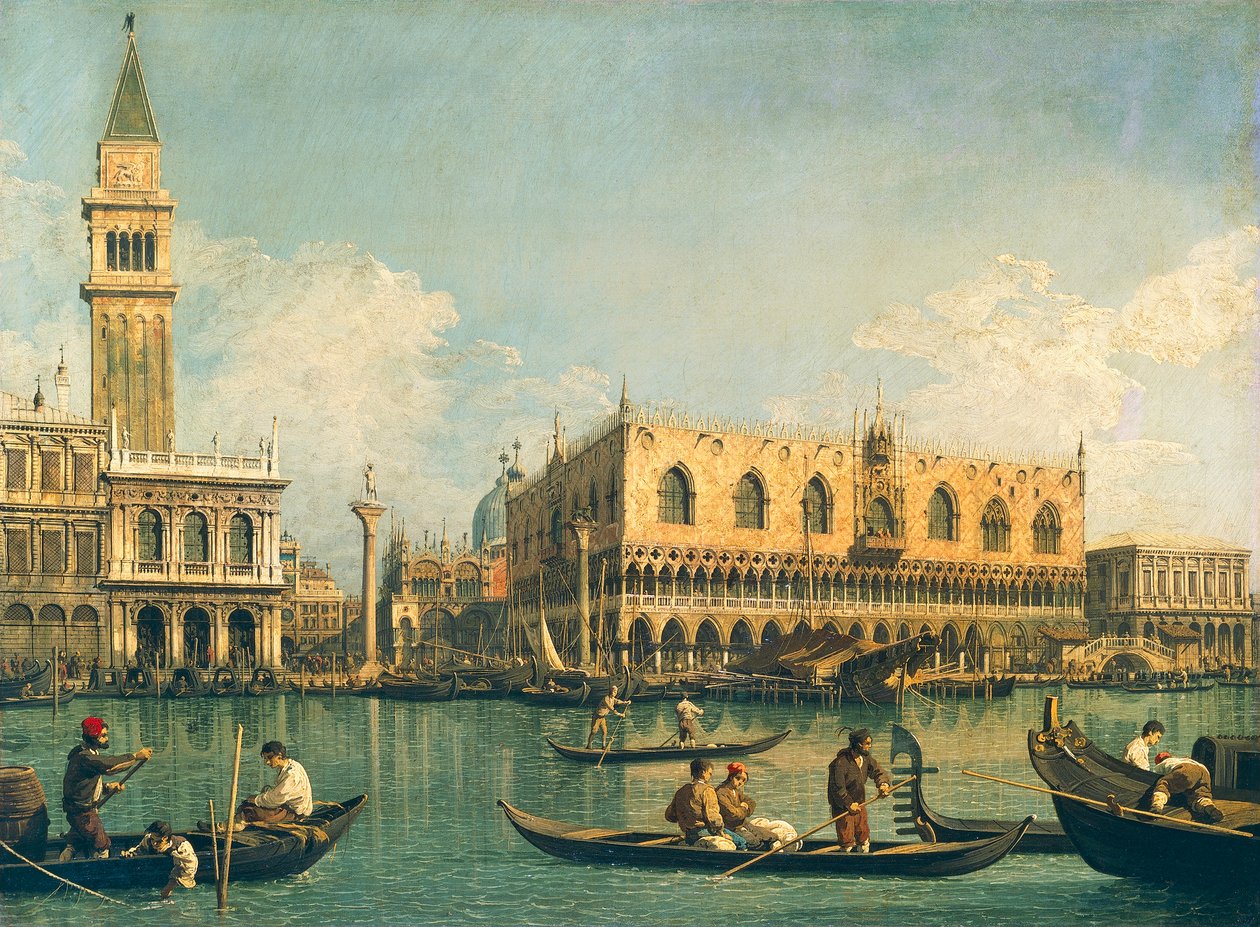 Moloen fra Bacino di San Marco på Kristi Himmelfartsdag, af Giovanni Antonio Canal, kendt som Canaletto (1697-1768), Olie på lærred, 53,5x71 cm, 1730-1 af (1697 1768) Canaletto