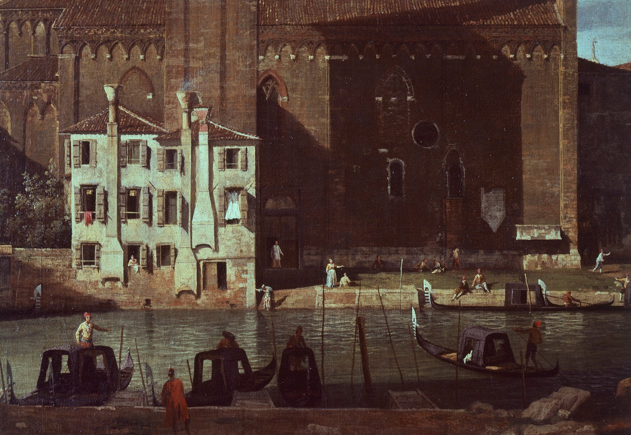 Campo (aukio) San Vidalin kivenhakkaajan tuomioistuin ja Santa Maria della Carita -kirkko, .c.1725 (öljy kankaalle) af (1697 1768) Canaletto