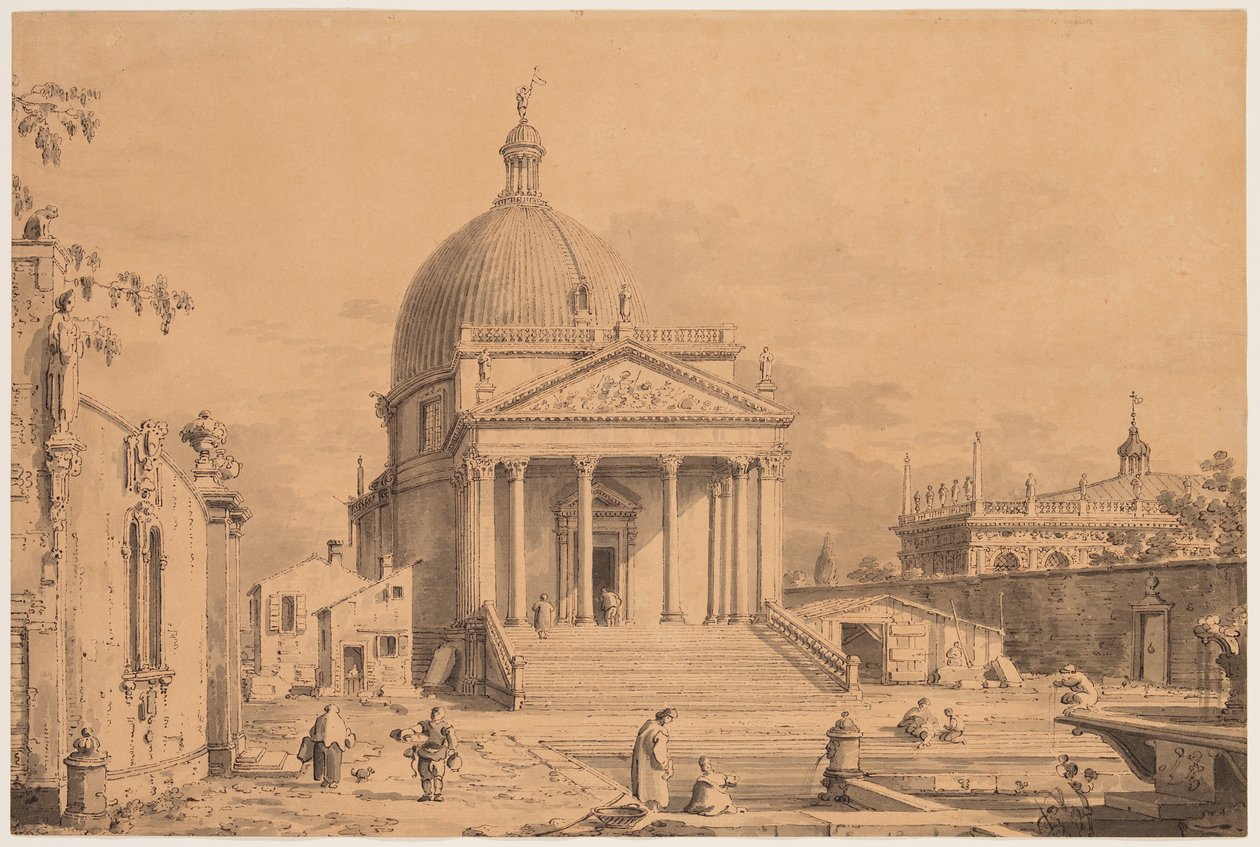 Udsigt udtænkt med San Simone Piccolo, ca. 1735 af Canaletto