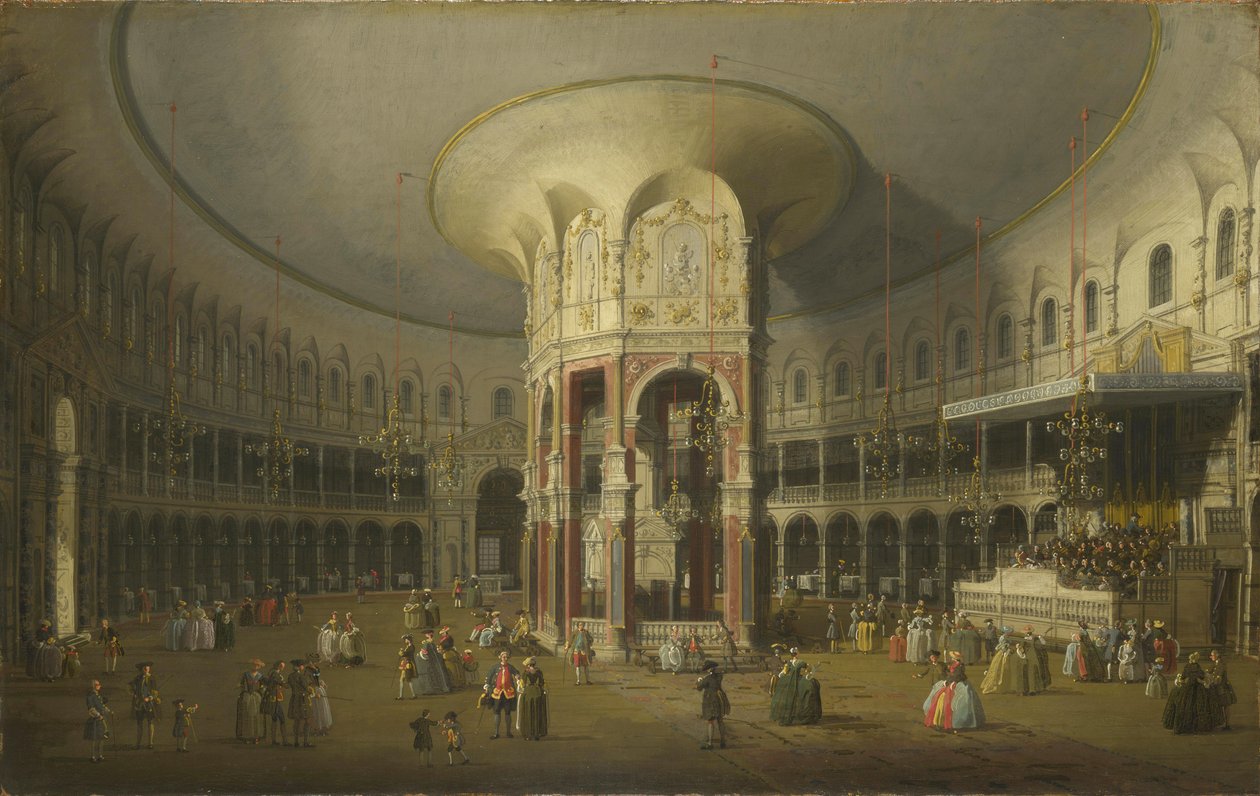 Indvendig visning af Rotunda of Ranelagh i London af Canaletto