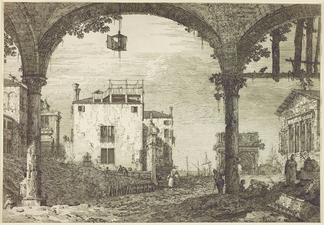 The Lantern Portico, ca. 1744 (radering) af Canaletto