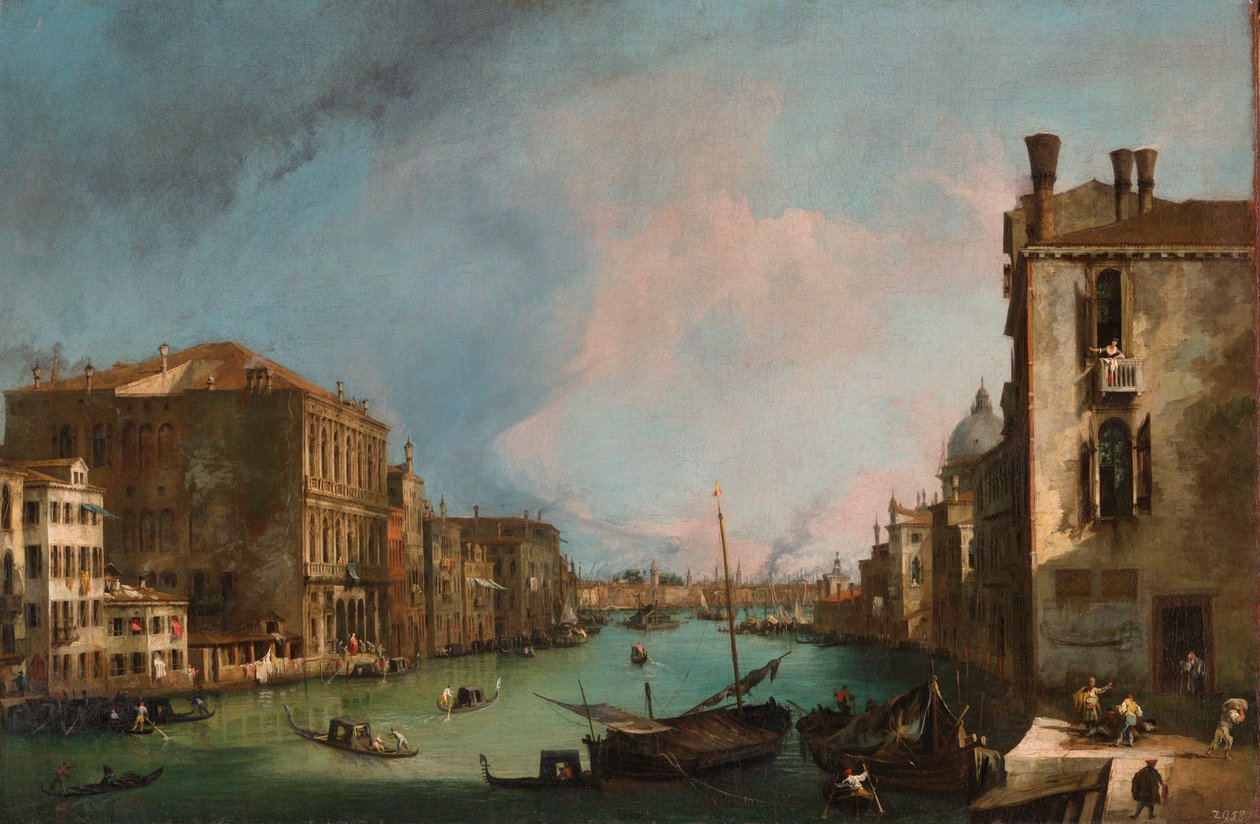""Le grand Canal a Venise, Italien"" (The Grand Canal i Venedig) Peinture de Giovanni Antonio Canal (Canaletto) (1697-1768) Dim 65,5x97,5 cm Olie på lærred 1723 State Art Gallery, Dresde af Canaletto