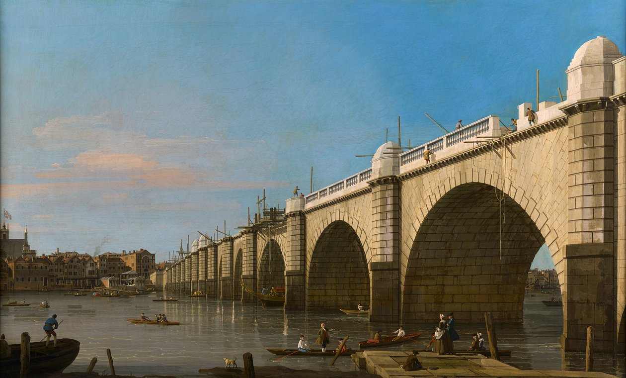 London, Westminster Bridge under opførelse, set fra sydøst af Canaletto