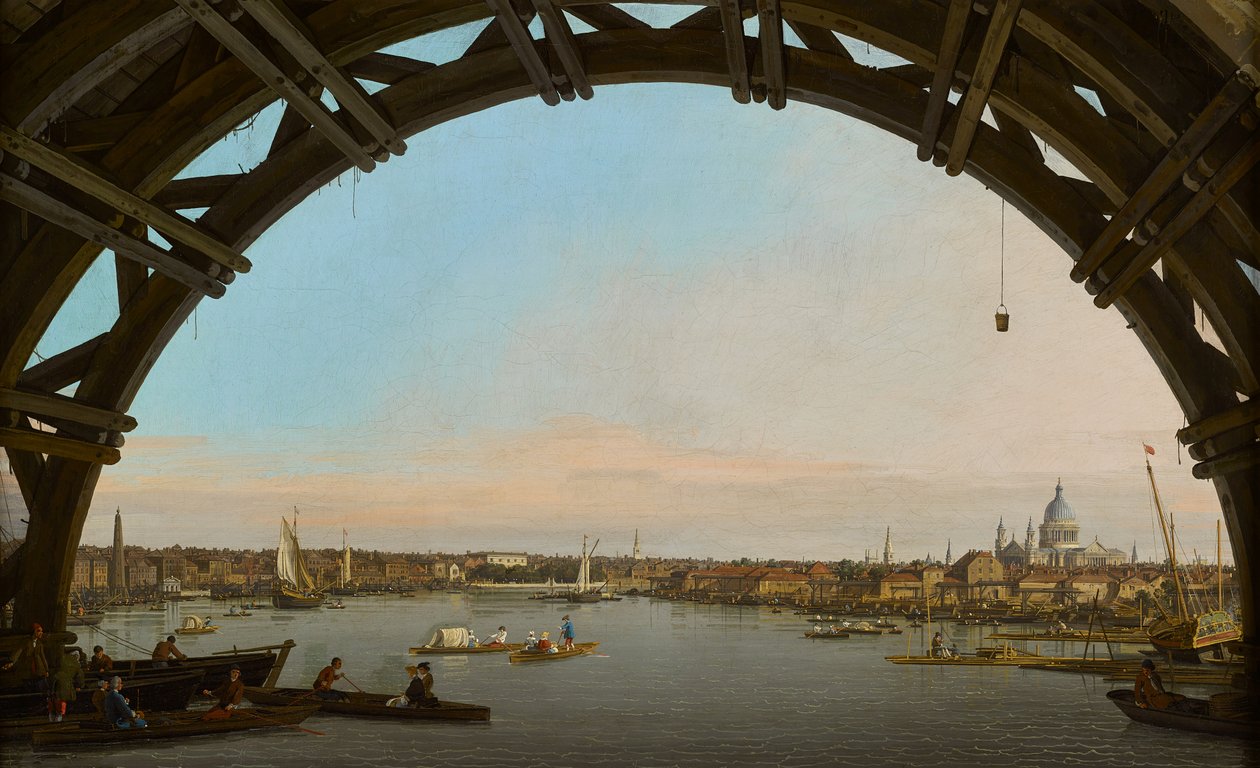 London, en udsigt over byen fra under Westminster bridge af Canaletto