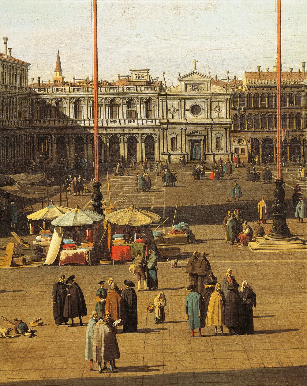 Piazza San Marco, Venedig, omkring 1735, af Giovanni Antonio Canal, kendt som Canaletto (1697-1768), Olie på lærred, 68,5x93,5 cm, Detalje af Canaletto