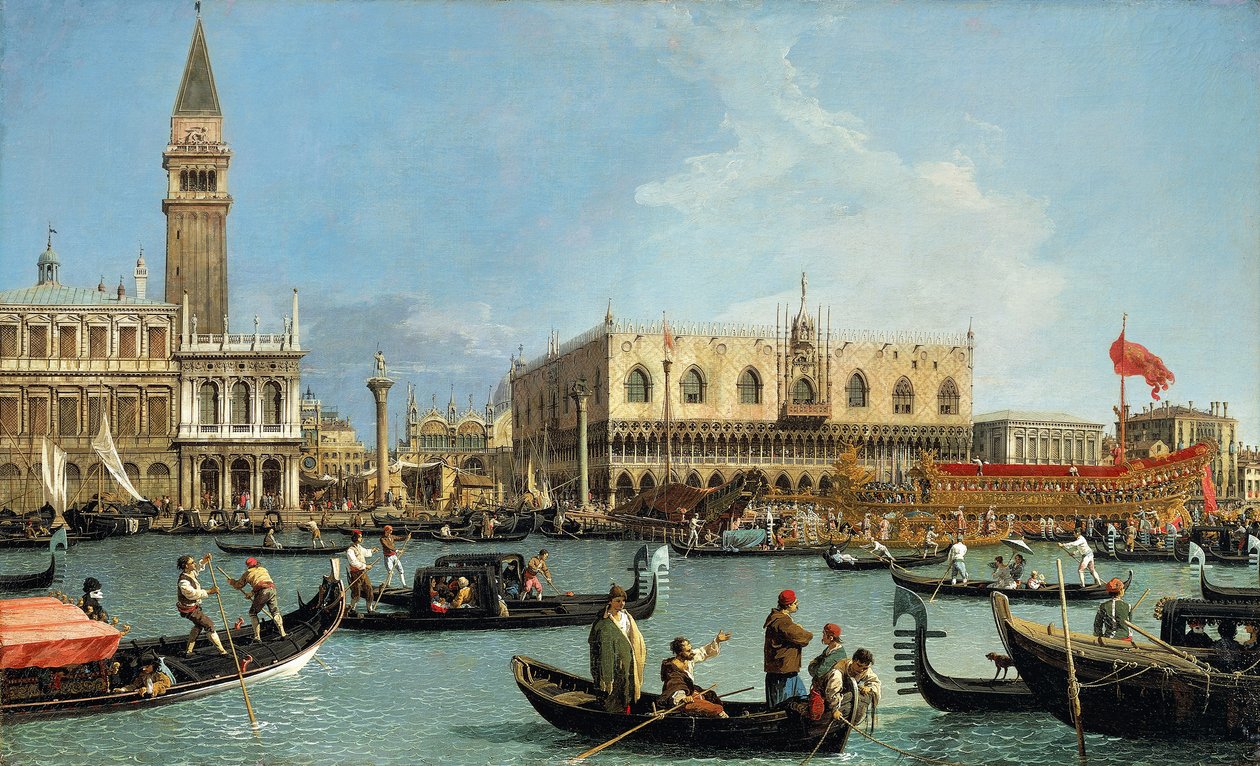 Bucintoro vender tilbage til Molo på Kristi Himmelfartsdag af Canaletto