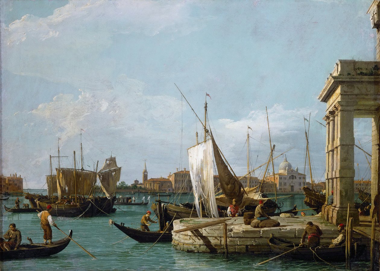 Rokoko: Punta della Dogana (Tolden) i Venedig par Canaletto (1697-1768), ca. 1725. Olie på lærred, 46x63,4. Kunsthistorisk Museum, Vienne af Canaletto