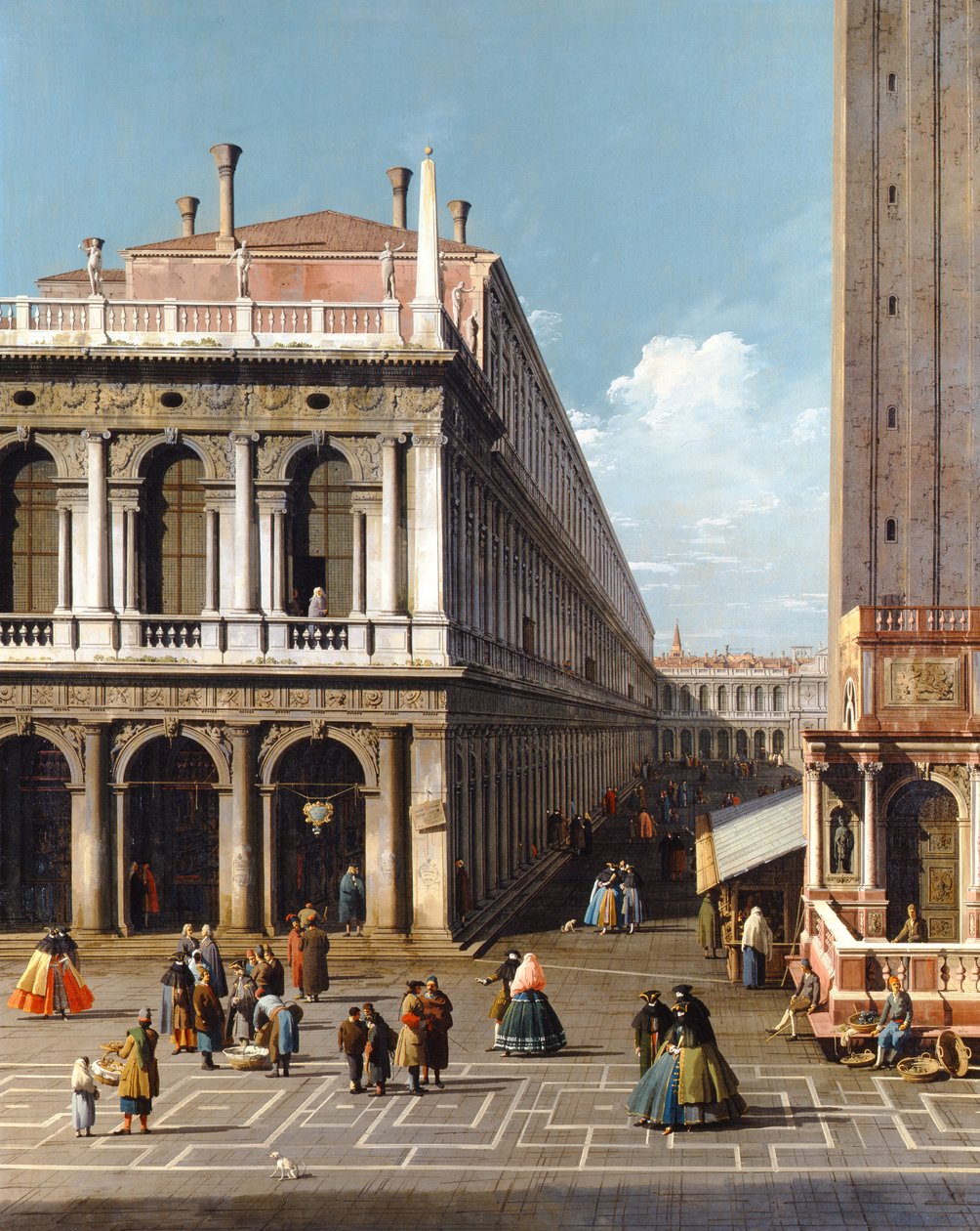 Venedig, Piazza S. Marco, ser mod vest fra den nordlige ende af Piazzetta, ca. 1740 (olie på lærred) af Canaletto