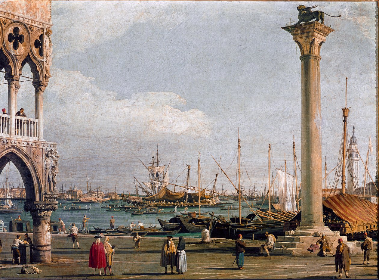 Udsigt over Sankt Markusbassinet og San Giorgio Maggiore-kirken fra Piazzetta til Venedig (olie på lærred af Canaletto