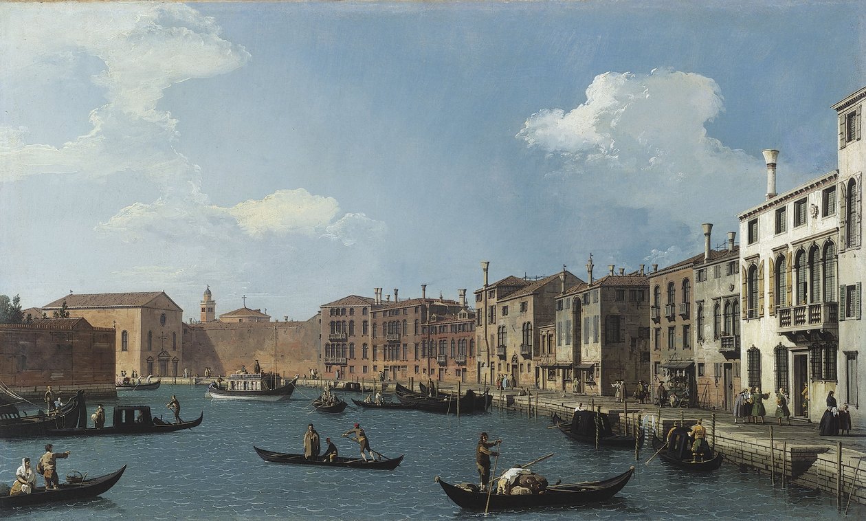 Udsigt over Santa Chiara-kanalen, Venedig, ca. 1730 (olie) af (1697 1768) Canaletto