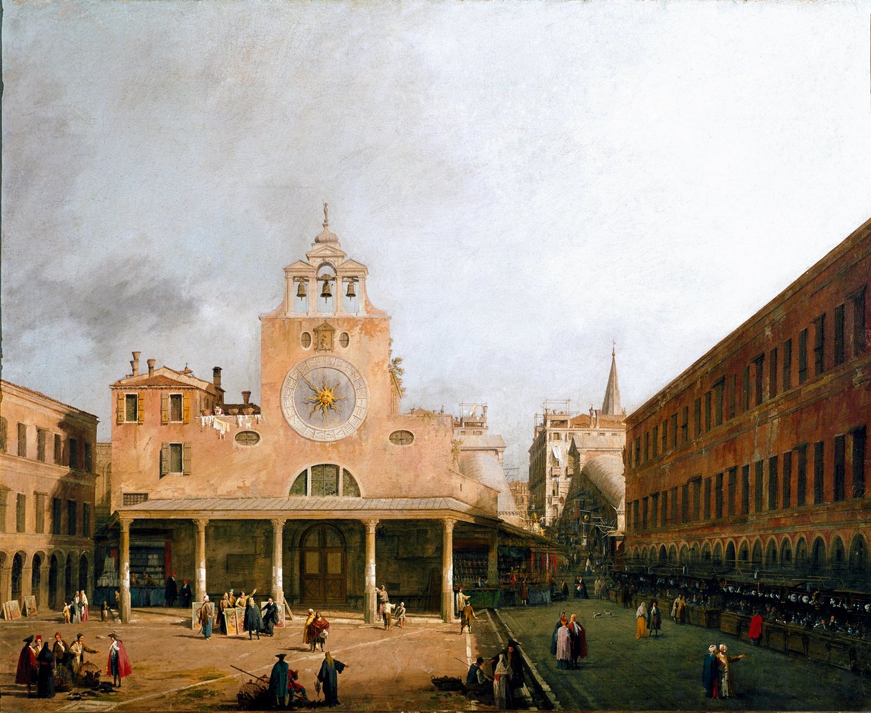 Udsigt over campo san Giacometto et Venedig-maleri af Canaletto (Giovanni Antonio Canal il) (1697-1768) 1729 Dim 95,5x117 cm Dresden, Staatliche Gemaldegalerie af Canaletto