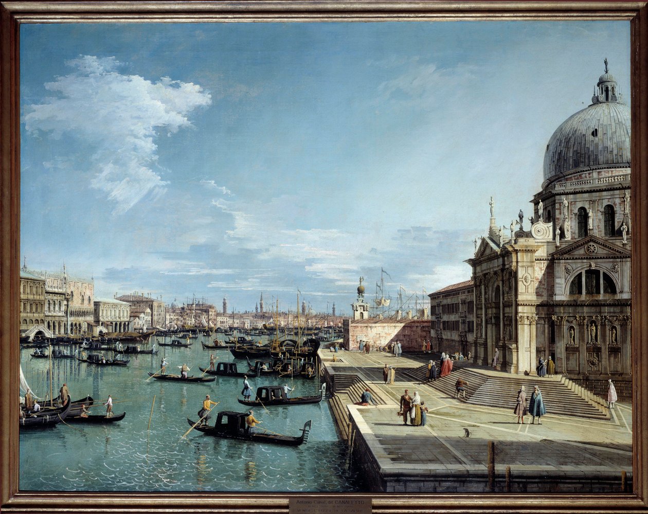Udsigt over indgangen til Canal Grande og Salutkirken i Venedig Maleri af Antonio Canal dit Canaletto (1697-1768) 1700-tallet søn. 1,19x1,53 m af Canaletto