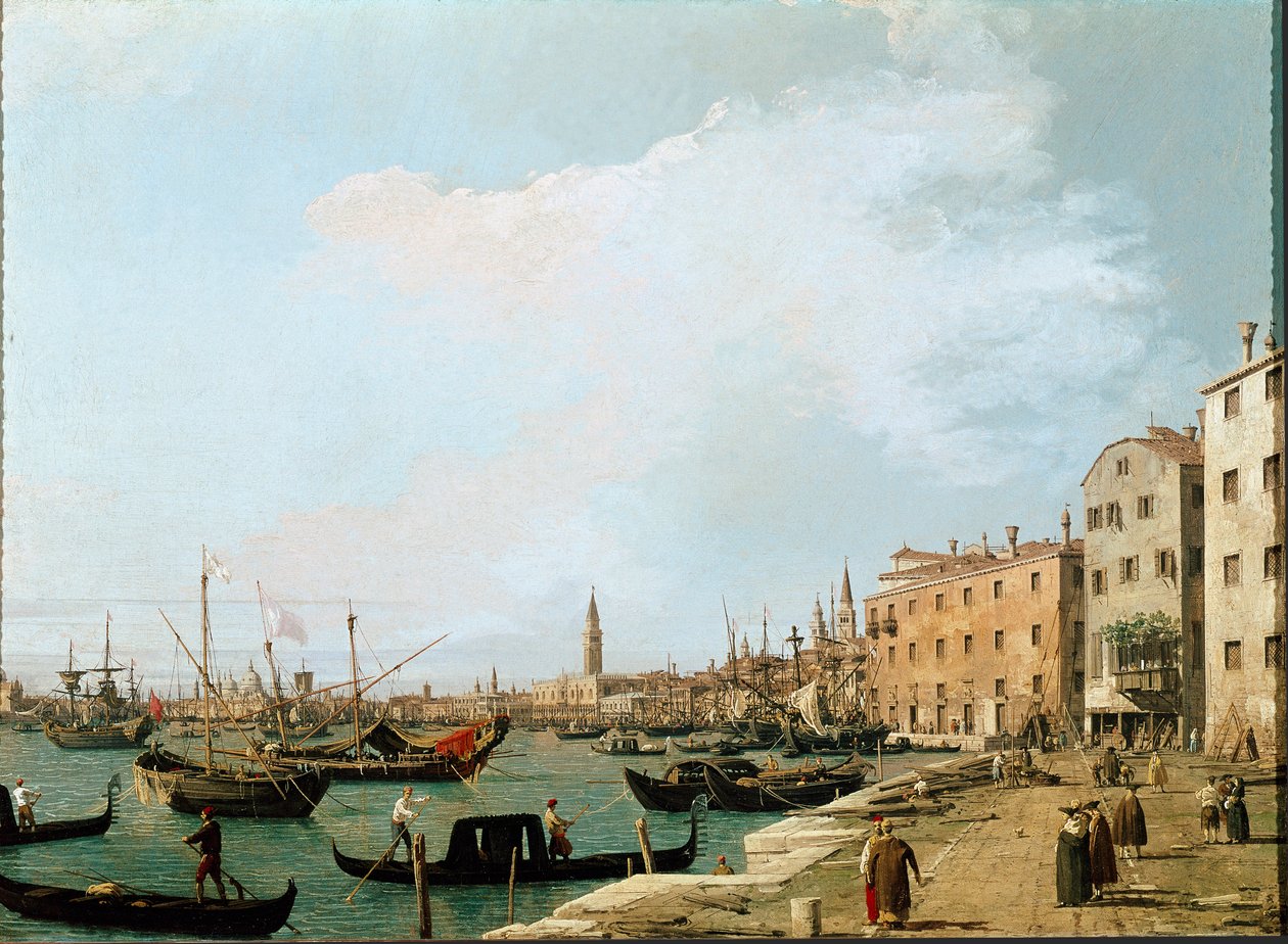 Udsigt på riva degli Schiavoni, Venedig (olie på lærred af Canaletto