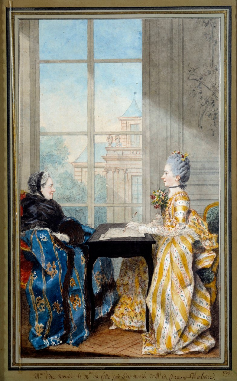 Portræt af Madame du Moutier og Mademoiselle La Ville, kone til Monsieur Clermont d
